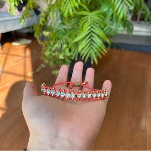 Juicy Couture Coral Jeweled Gold Adjustable Drawstring Bracelet